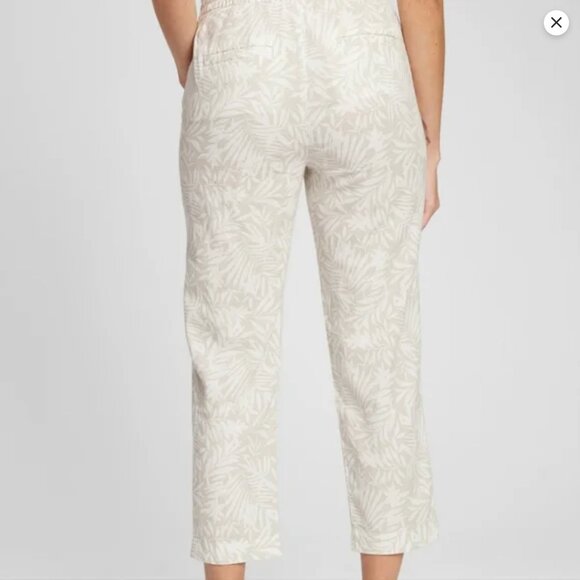 Gap Easy Pant Linen Blend Palm Tropical Elastic Waist Cropped Pants Womens S - Picture 11 of 11